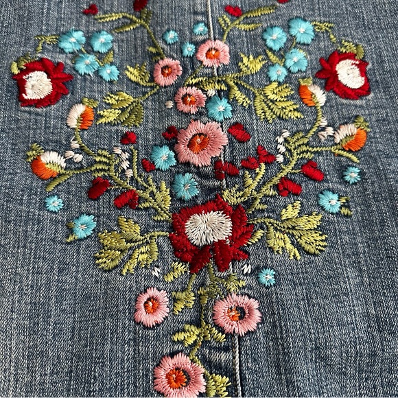 Denim 24/7 Jean Jacket Floral Embroidered Womens 20W - Picture 15 of 15